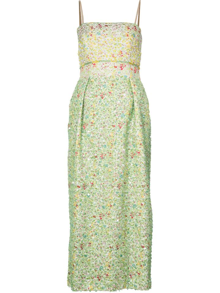 By. Bonnie Young - Floral Jacquard Textured Dress - Women - Silk/polyester - 4, Green, Silk/polyester
