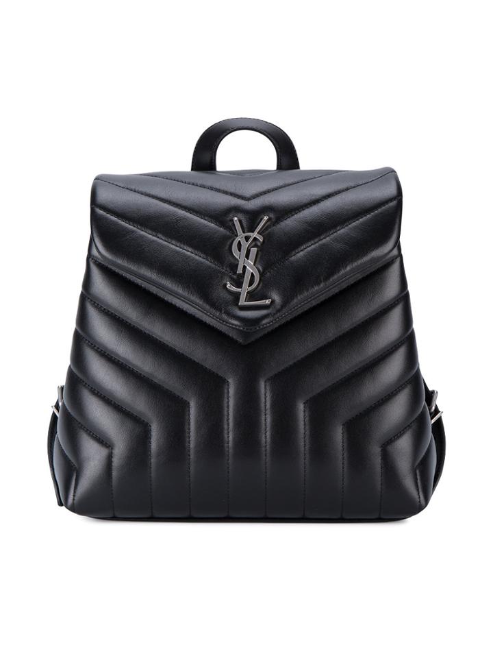 Saint Laurent Small Monogram Leather Backpack - Black