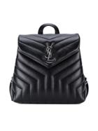 Saint Laurent Small Monogram Leather Backpack - Black