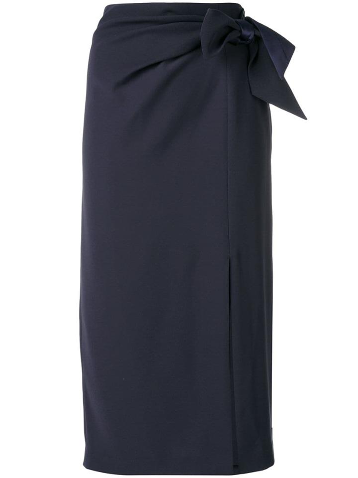 Emporio Armani Bow Detail Straight Skirt - Blue