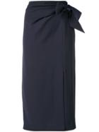 Emporio Armani Bow Detail Straight Skirt - Blue