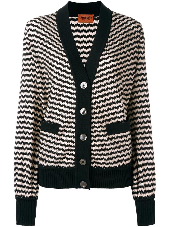 Missoni Striped Cardigan, Women's, Size: 44, Black, Silk/nylon/spandex/elastane/wool