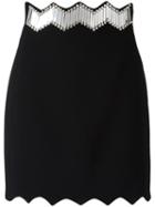 David Koma Zig-zag Trim Skirt, Women's, Size: 10, Black, Acrylic/spandex/elastane/viscose/glass