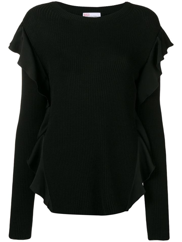 Red Valentino Ruffle-trim Fitted Sweater - Black