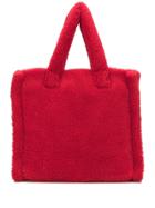 Stand Shearling Tote Bag - Red