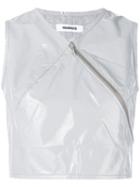 Marios - Zipped Cropped Vest - Women - Cotton/polyurethane - L, Grey, Cotton/polyurethane