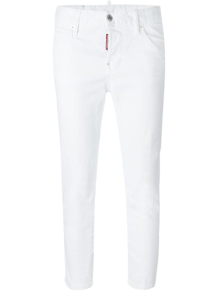 Dsquared2 'cool Girl' Cropped Jeans, Size: 40, White, Cotton/spandex/elastane