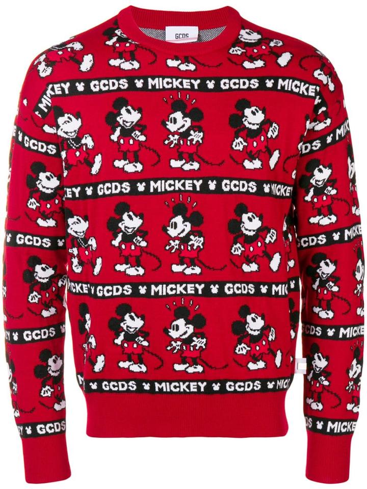 Gcds Mickey Mouse Logo Print Sweater - Red