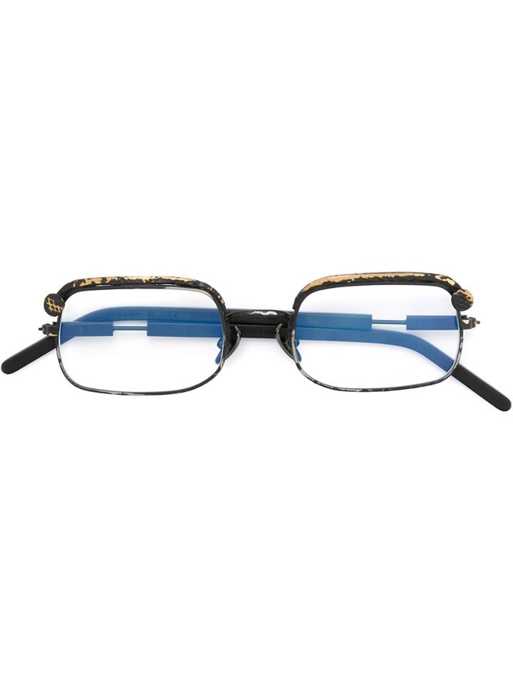 Kuboraum Distressed Rectangular Frame Glasses - Black