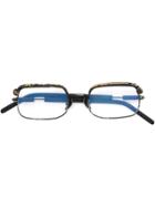 Kuboraum Distressed Rectangular Frame Glasses - Black