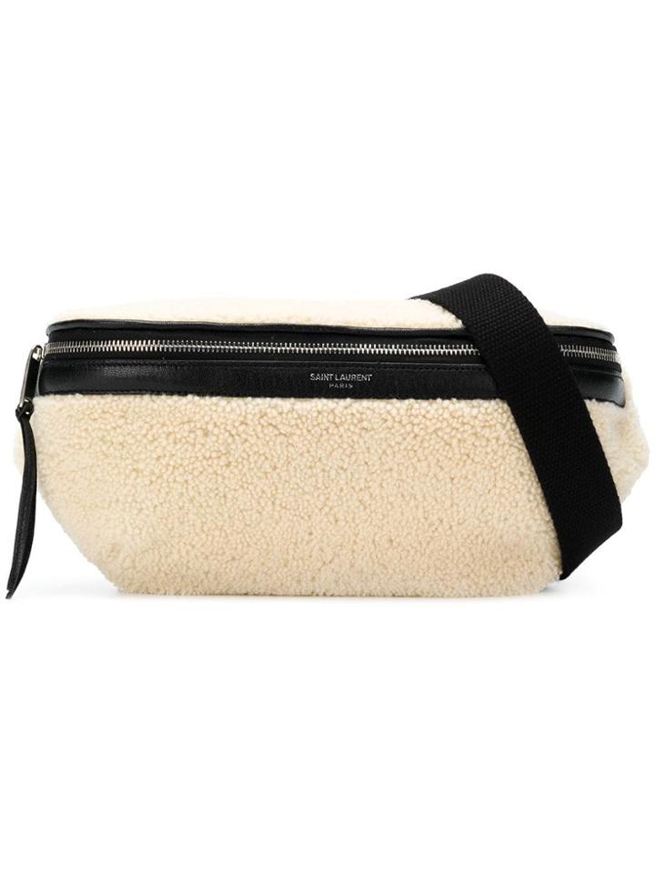 Saint Laurent Shearling Belt Bag - Nude & Neutrals