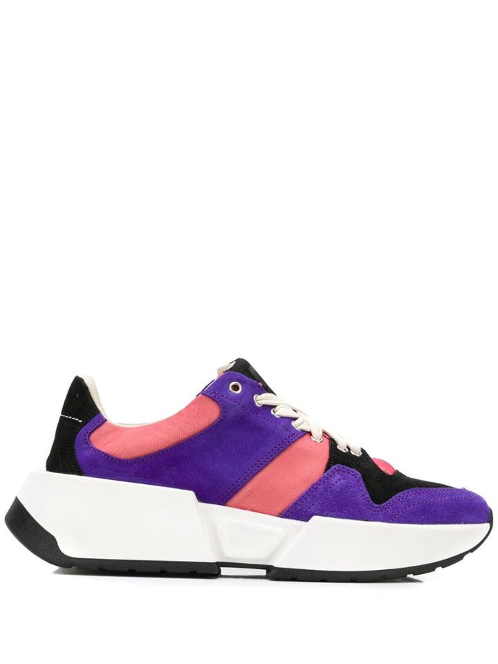 Mm6 Maison Margiela Contrast Panel Sneakers - Purple