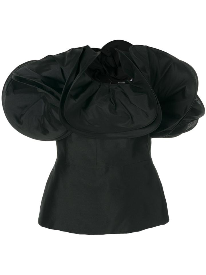 Osman Rania Curly Hem Top - Black