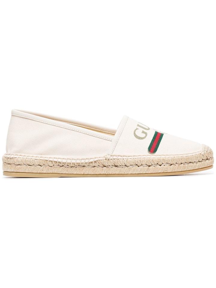 Gucci Pilar Logo Printed Espadrilles - White