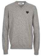 Comme Des Garcons Play Heart Logo V-neck Sweater