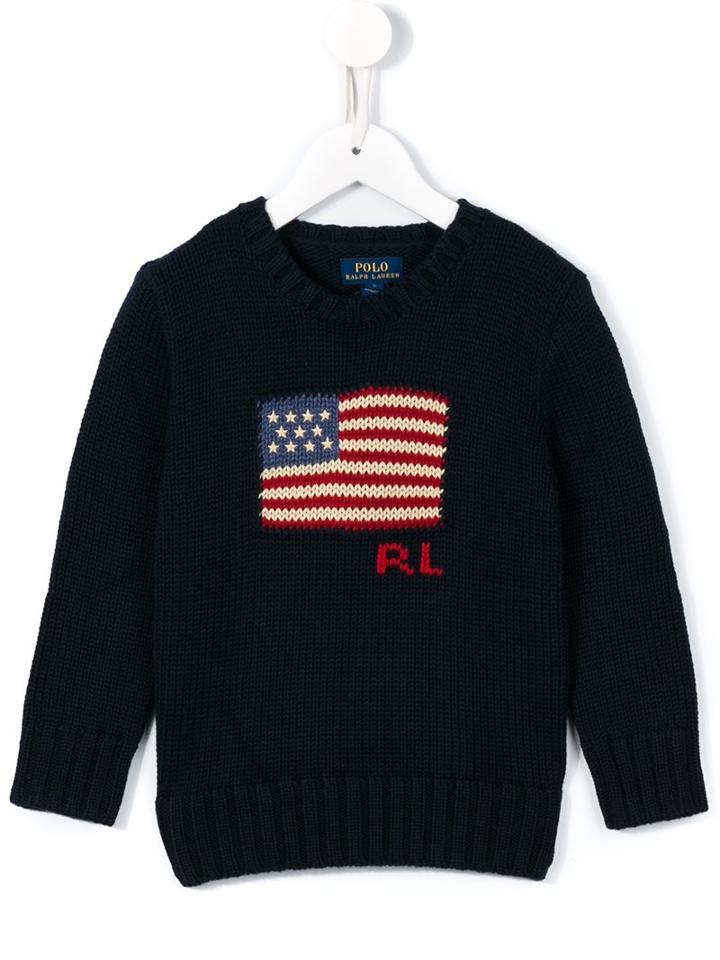 Ralph Lauren Kids American Flag Intarsia Jumper, Boy's, Size: 6 Yrs, Blue