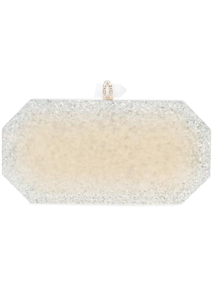 Marchesa Marbled Box Clutch Bag - White