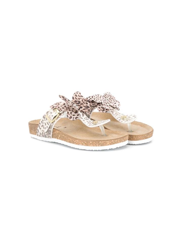 Monnalisa Butterfly Slip-on Sandals - Brown