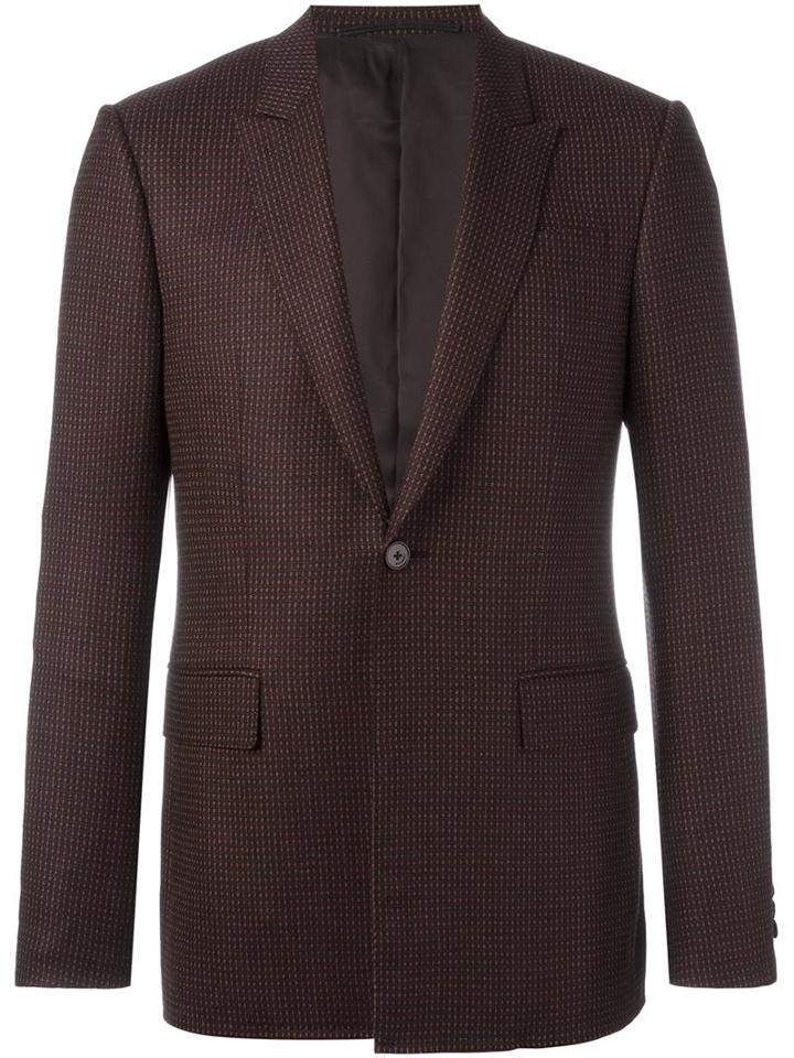 Givenchy Patterned Button Front Blazer, Men's, Size: 50, Brown, Cotton/polyester/viscose/wool