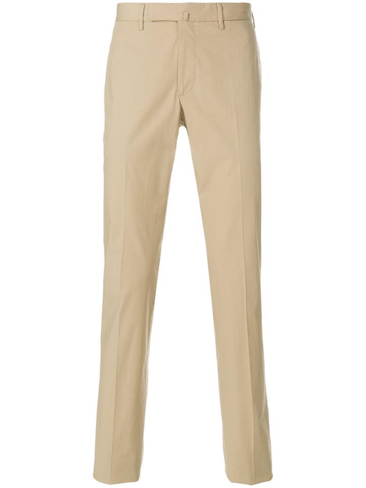 Incotex Creased Straight Leg Trousers - Brown