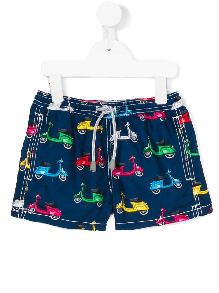 Mc2 Saint Barth Kids - Scooter Print Swim Shorts - Kids - Polyamide/polyester/spandex/elastane - 2 Yrs, Toddler Boy's, Blue