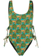 Reina Olga Jungle Fever Printed Swimsuit - Blue