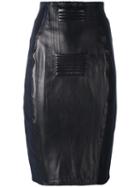 Jean Paul Gaultier Vintage Leather Panelled Skirt, Women's, Size: 42, Black