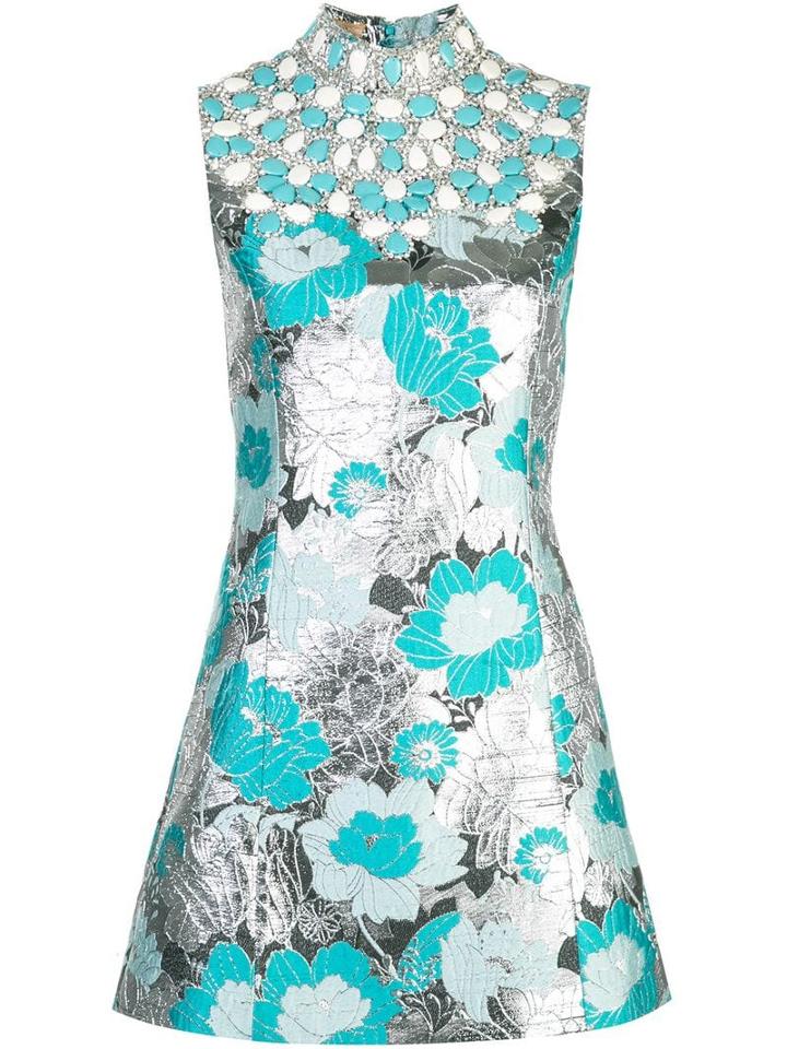Michael Kors Collection Brocade Embroidered Shift Dress - Blue