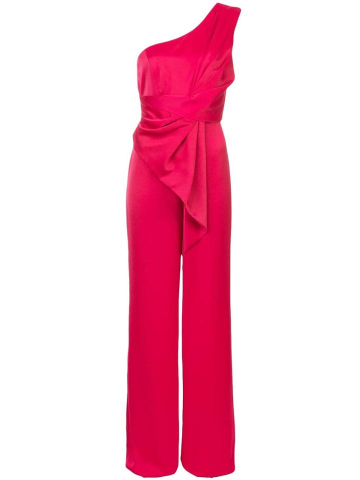Jay Godfrey Asymmetric Ruffle Jumpsuit - Red
