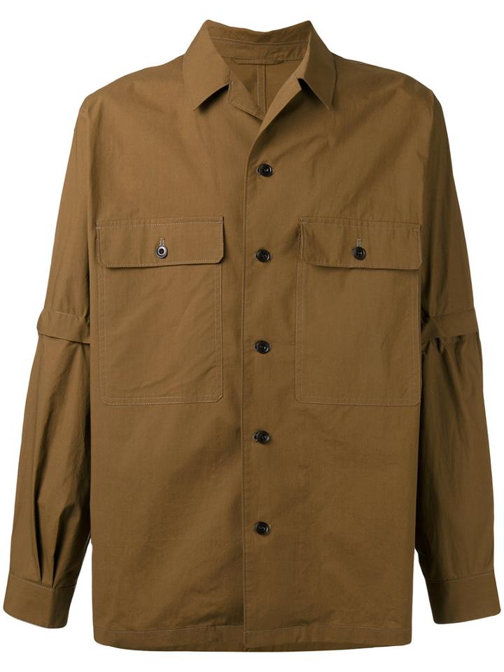 Lemaire - Detachable Sleeve Shirt - Men - Cotton - 52, Brown, Cotton