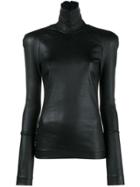 Haider Ackermann Black Leather Turtleneck Long Sleeve Top