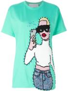 Michaela Buerger - Selfie Crochet Patch T-shirt - Women - Cotton/cashmere - S, Green, Cotton/cashmere