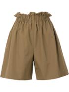Fendi Wide Leg Shorts, Women's, Size: 42, Brown, Cotton
