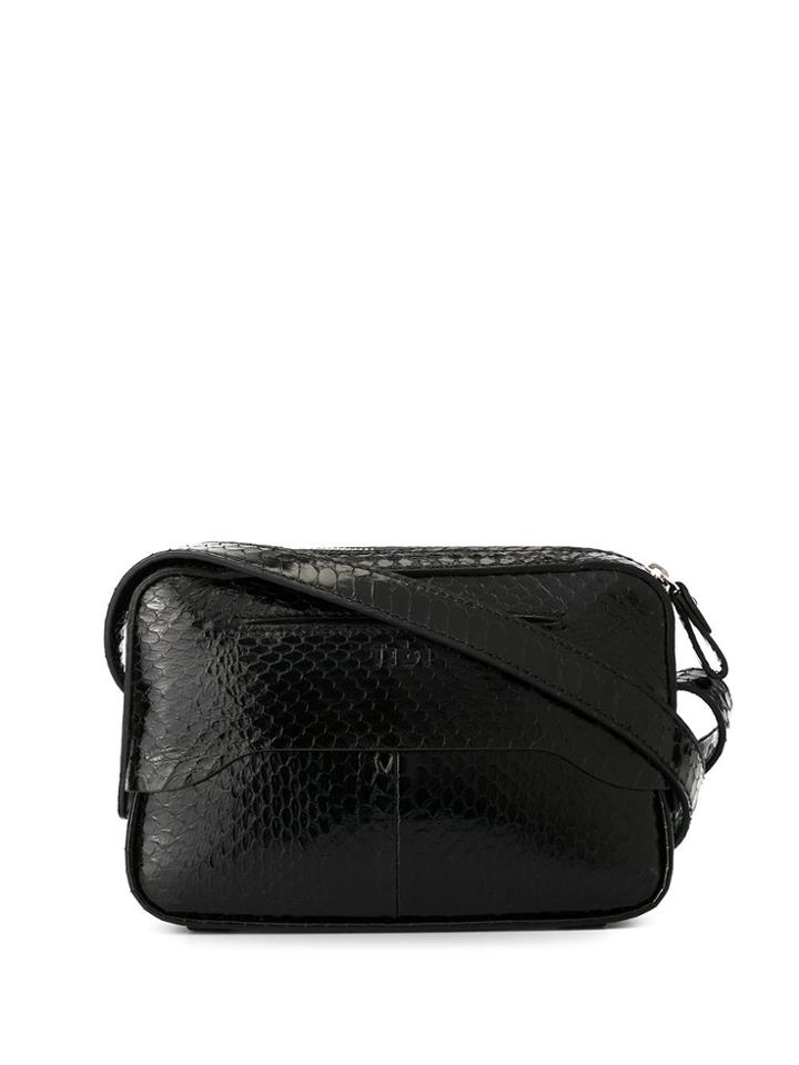 Tibi Snakesin Crossbody Bag - Black