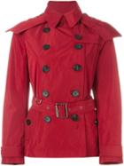 Burberry Brit Short Trench Coat, Women's, Size: 10, Red, Polyester/cupro