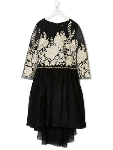 David Charles Kids Floral Embroidered Dress - Black