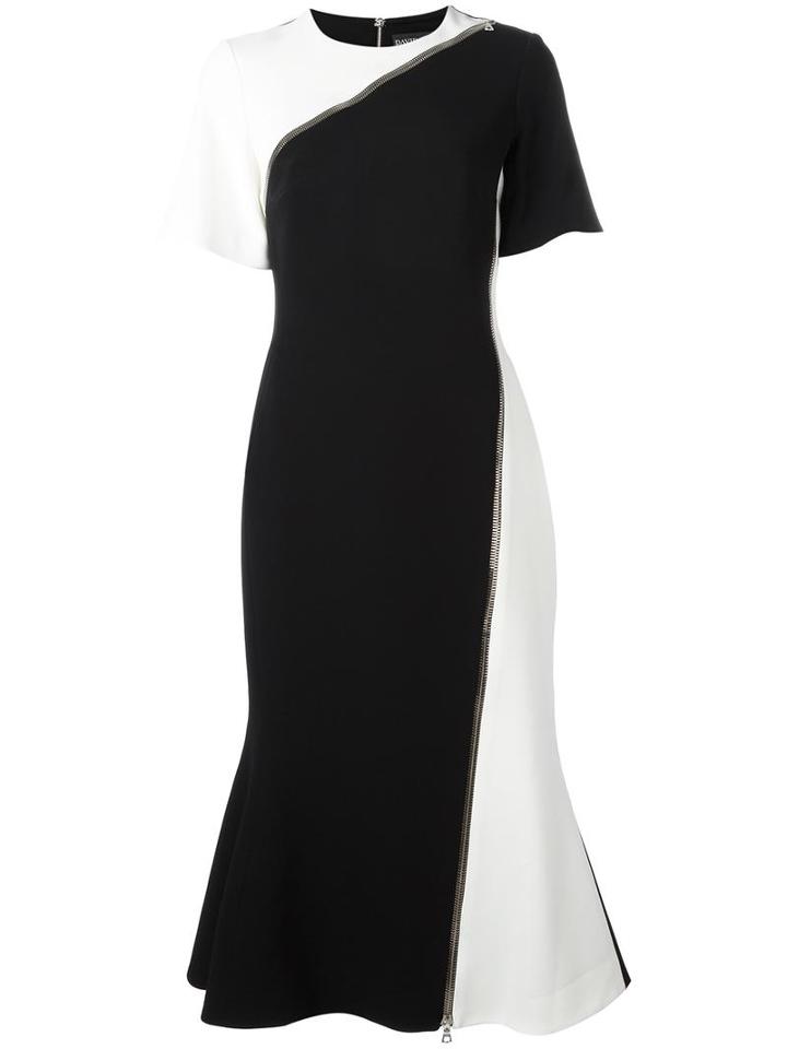 David Koma Zipped Detail Flared Dress, Women's, Size: 10, Black, Acetate/viscose/spandex/elastane/acetate