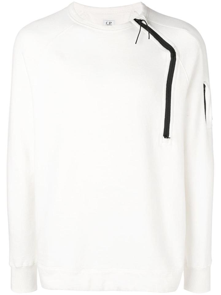 Cp Company Zip Detail Sweatshirt - White