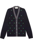 Gucci Embroidered Bee Cardigan - Blue