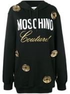 Moschino Button Detail Hoodie - Black