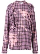 Faith Connexion Checked Shirt With Faded Detailing And Front Ruffles -