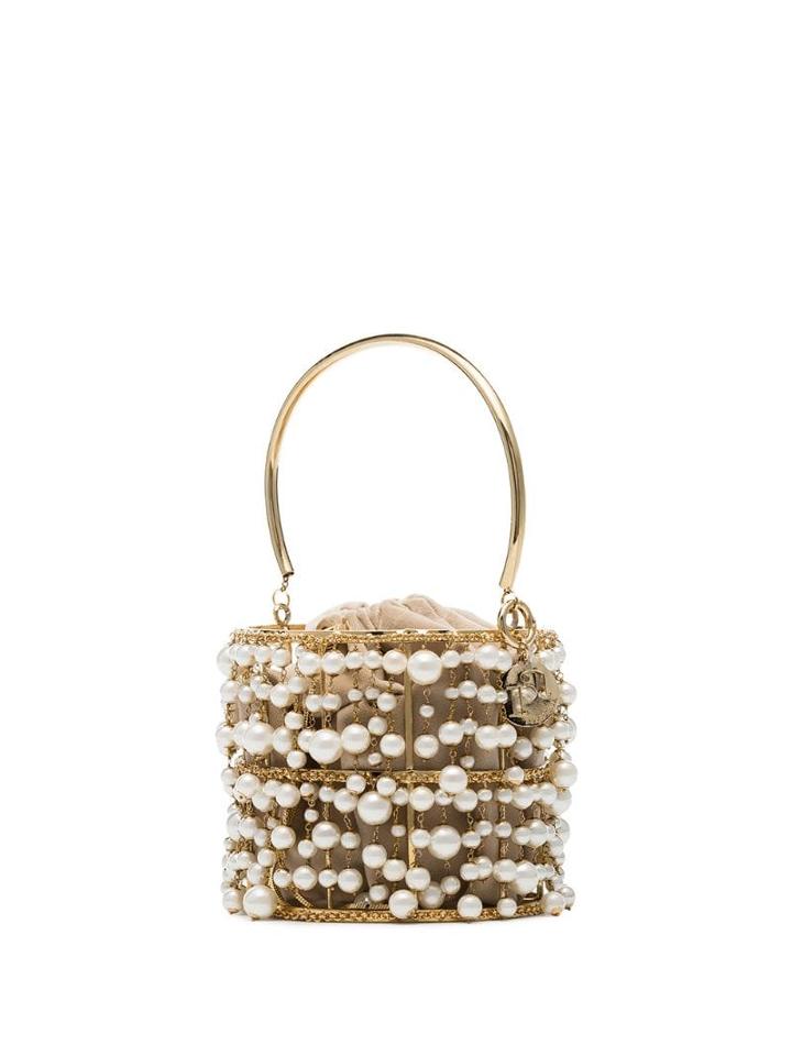 Rosantica Rea Pearl-embellished Bucket Bag - Neutrals