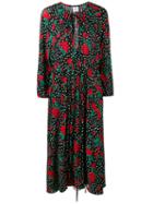 Vetements Roses Print Midi Dress, Women's, Size: Small, Black, Spandex/elastane/viscose