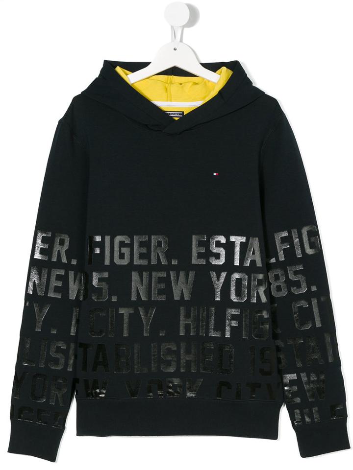 Tommy Hilfiger Junior - Teen Printed Hoodie - Kids - Cotton/spandex/elastane/modal - 14 Yrs, Blue