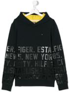 Tommy Hilfiger Junior - Teen Printed Hoodie - Kids - Cotton/spandex/elastane/modal - 14 Yrs, Blue