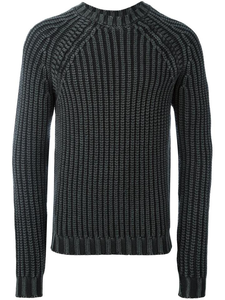 Tod's Ribbed Knit Jumper, Men's, Size: Large, Grey, Merino