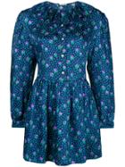 Miu Miu Rosebud Jacquard Mini Dress - Blue
