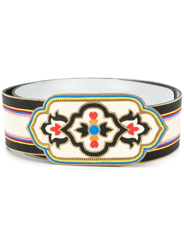 Etro Embroidery Suede Belt - Black