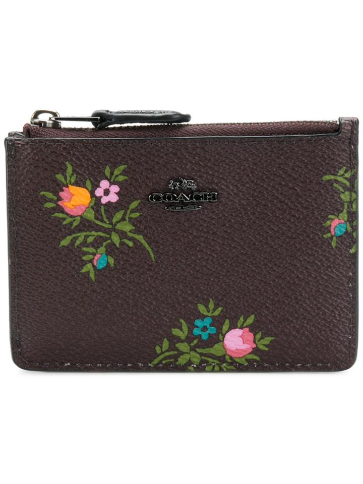 Coach Floral Print Mini Id Case - Brown