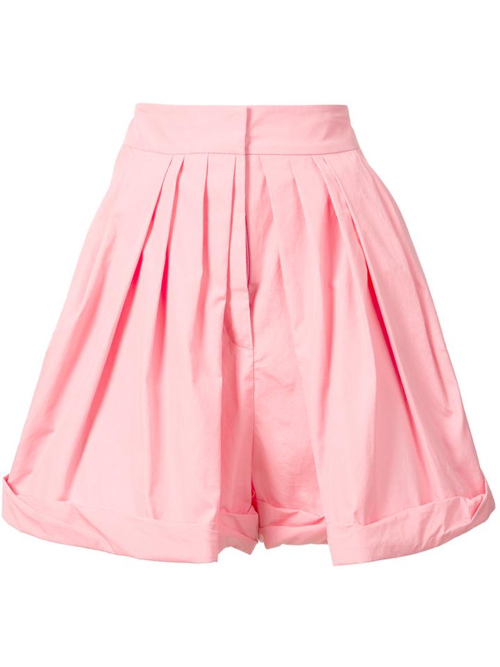 Vika Gazinskaya - Pleated Tailored Shorts - Women - Cotton - 40, Pink/purple, Cotton